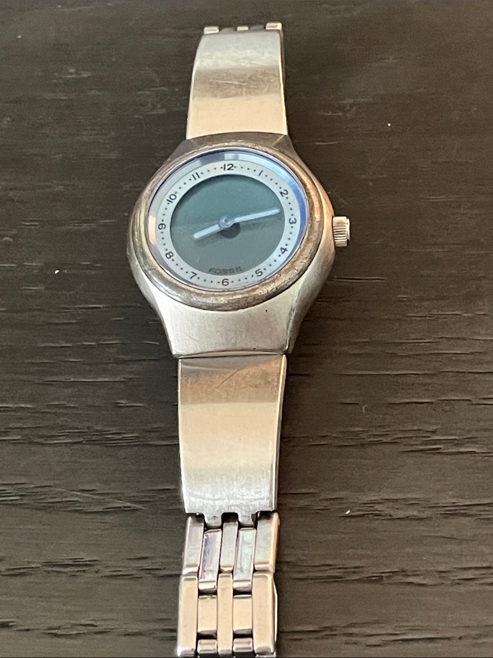 Fossil Silver Watch with Blue Dial